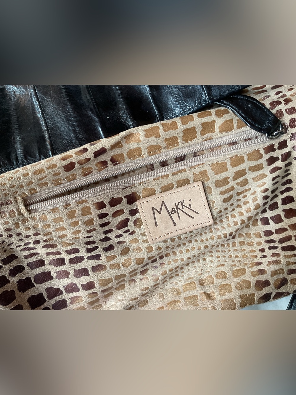 Makki eel skin black crossbody/clutch 12”x 6” - Picture 8 of 8